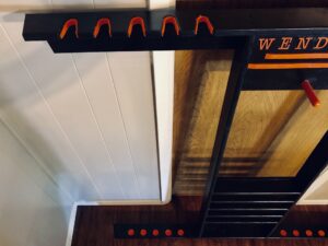Custom-built pool cue rack